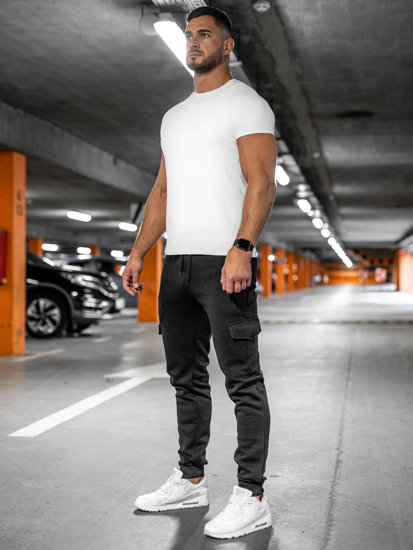 Pantalón grueso de combate joggers de chándal para hombre negro Bolf JX326A