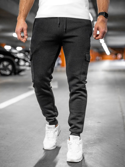 Pantalón grueso de combate joggers de chándal para hombre negro Bolf JX326A