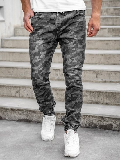 Pantalón jogger camuflaje para hombre negro Bolf RB9489DT