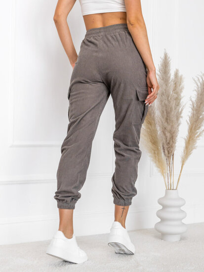 Pantalón jogger cargo a rayas para mujer gris Bolf W7861