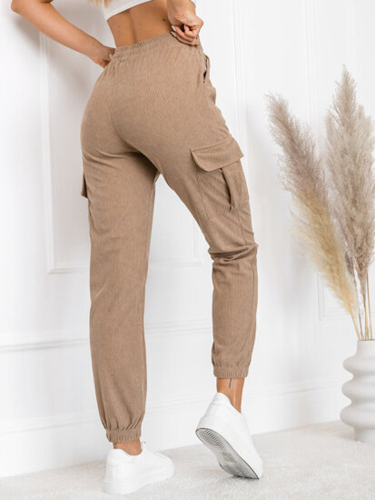 Pantalón jogger cargo a rayas para mujer marrón Bolf W7861