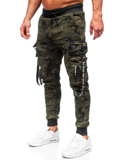 Pantalón jogger de chándal cargo camuflaje para hombre verde Bolf HSS107