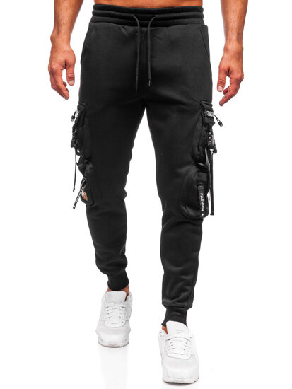 Pantalón jogger de chándal cargo forrado para hombre negro Bolf HSS347