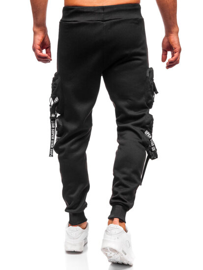 Pantalón jogger de chándal cargo forrado para hombre negro Bolf HSS350