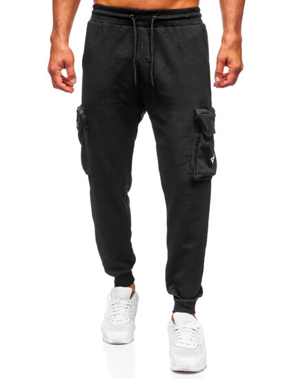 Pantalón jogger de chándal cargo hombre negro Bolf K17