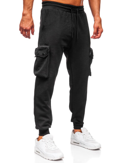 Pantalón jogger de chándal cargo hombre negro Bolf K17