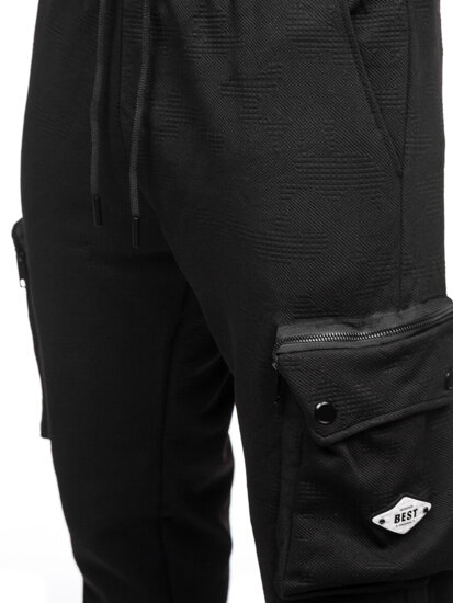 Pantalón jogger de chándal cargo hombre negro Bolf K17