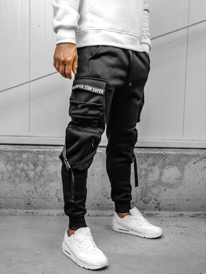 Pantalón jogger de chándal cargo para hombre negro Bolf HSS017A