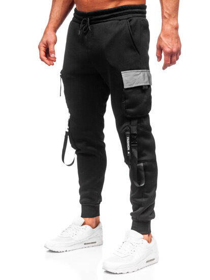 Pantalón jogger de chándal cargo para hombre negro Bolf HSS020