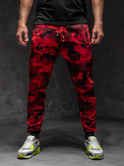 Pantalón jogger de chándal para hombre camuflaje y rojo Bolf KZ15A1