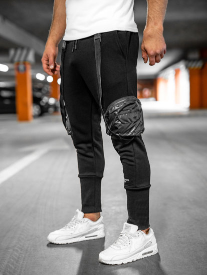 Pantalón jogger de chándal tipo cargo para hombre negro Bolf 6583A