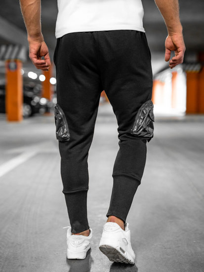 Pantalón jogger de chándal tipo cargo para hombre negro Bolf 6583A