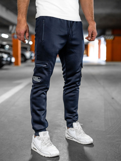 Pantalón jogger de combate forrado para hombre azul oscuro Bolf HW2206