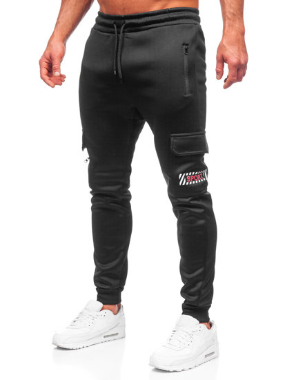 Pantalón jogger de combate forrado para hombre negro y rojo Bolf HW2202