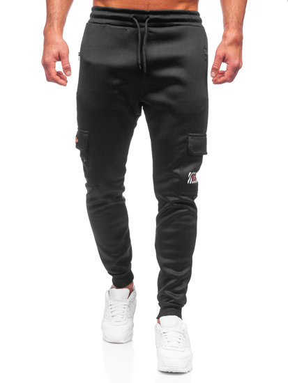 Pantalón jogger de combate forrado para hombre negro y rojo Bolf HW2202