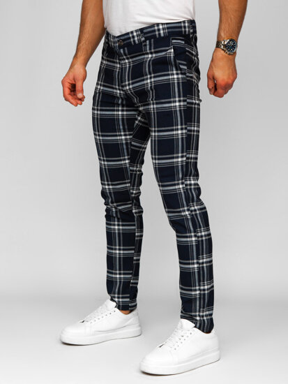 Pantalón jogger de tela a cuadros para hombre azul oscuro Bolf 184144