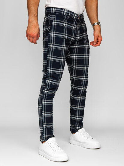 Pantalón jogger de tela a cuadros para hombre azul oscuro Bolf 184144