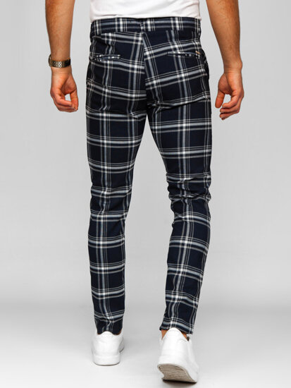 Pantalón jogger de tela a cuadros para hombre azul oscuro Bolf 184144