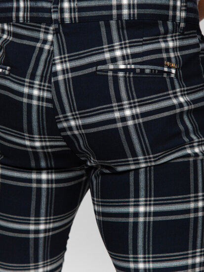 Pantalón jogger de tela a cuadros para hombre azul oscuro Bolf 184144