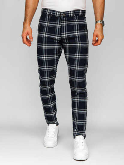 Pantalón jogger de tela a cuadros para hombre azul oscuro Bolf 184144