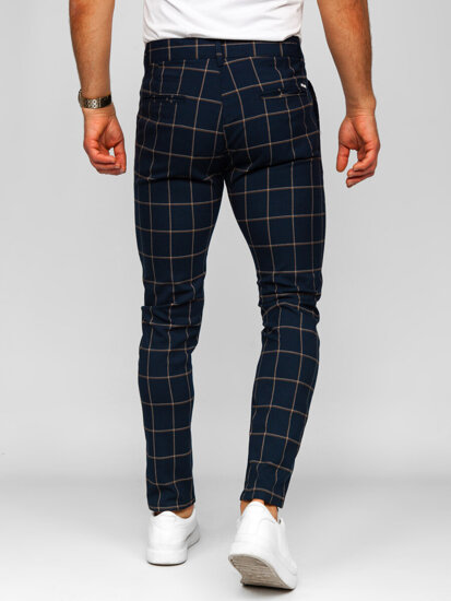 Pantalón jogger de tela a cuadros para hombre azul oscuro Bolf 184177