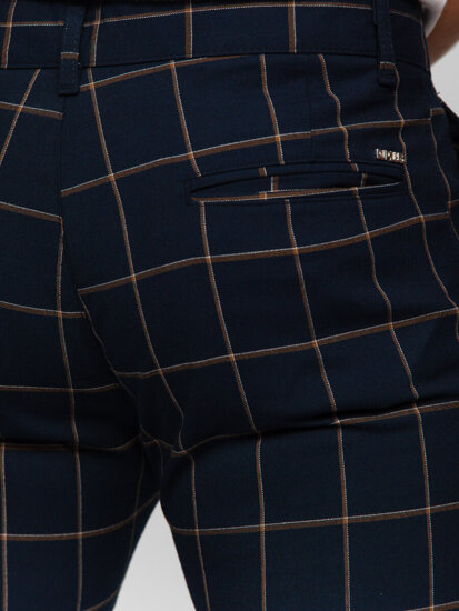 Pantalón jogger de tela a cuadros para hombre azul oscuro Bolf 184177