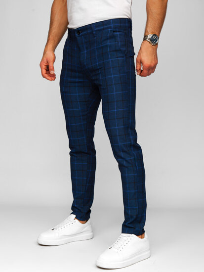 Pantalón jogger de tela a cuadros para hombre azul oscuro Bolf 184195