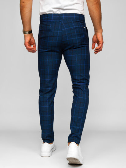 Pantalón jogger de tela a cuadros para hombre azul oscuro Bolf 184195