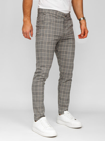 Pantalón jogger de tela a cuadros para hombre beige Bolf 184171