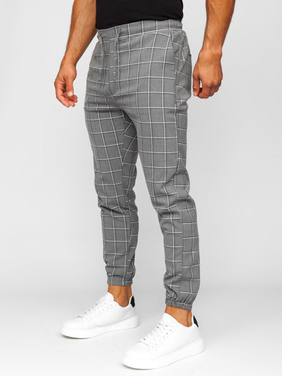 Pantalón jogger de tela a cuadros para hombre grafito Bolf 0064