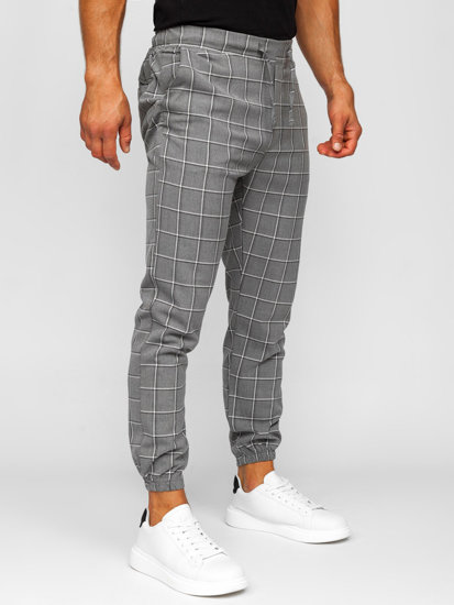 Pantalón jogger de tela a cuadros para hombre grafito Bolf 0064