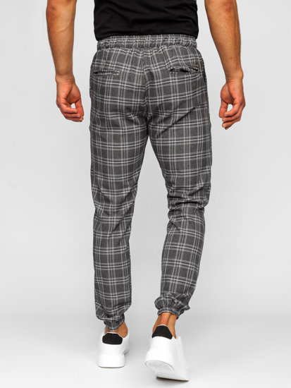 Pantalón jogger de tela a cuadros para hombre grafito Bolf 0067