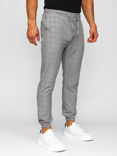 Pantalón jogger de tela a cuadros para hombre gris Bolf 0066