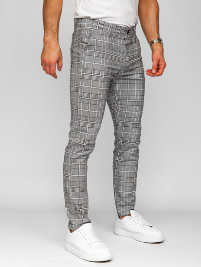 Pantalón jogger de tela a cuadros para hombre gris Bolf 184176