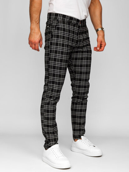 Pantalón jogger de tela a cuadros para hombre negro Bolf 184166