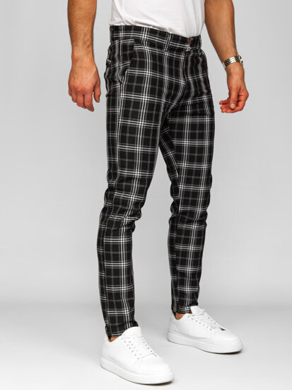 Pantalón jogger de tela a cuadros para hombre negro Bolf 184167