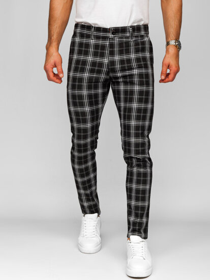 Pantalón jogger de tela a cuadros para hombre negro Bolf 184167