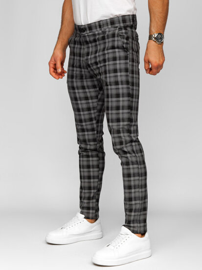 Pantalón jogger de tela a cuadros para hombre negro y blanco Bolf 184147