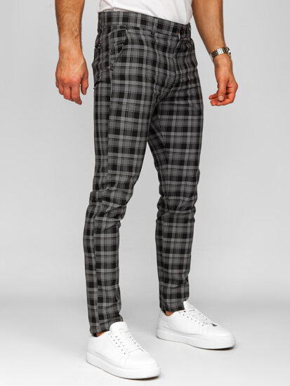 Pantalón jogger de tela a cuadros para hombre negro y blanco Bolf 184147