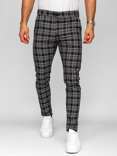 Pantalón jogger de tela a cuadros para hombre negro y blanco Bolf 184147