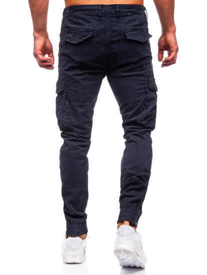 Pantalón jogger de tela cargo para hombre azul oscuro Bolf 2233