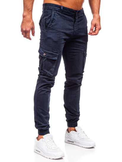 Pantalón jogger de tela cargo para hombre azul oscuro Bolf JM5502