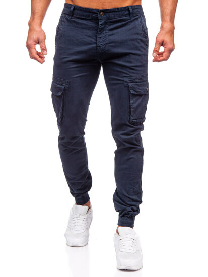 Pantalón jogger de tela cargo para hombre azul oscuro Bolf JM5502