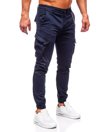 Pantalón jogger de tela cargo para hombre azul oscuro Bolf SK850