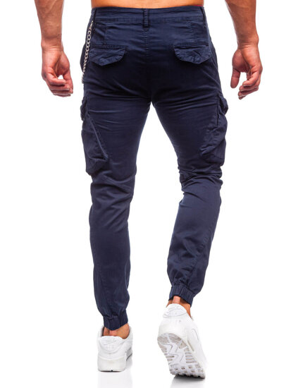 Pantalón jogger de tela cargo para hombre azul oscuro Bolf SK850