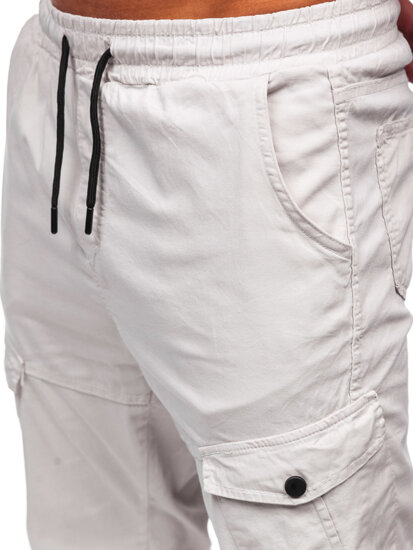 Pantalón jogger de tela cargo para hombre beige Bolf 384