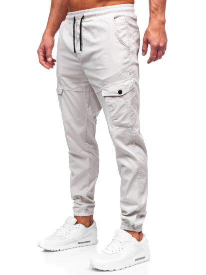 Pantalón jogger de tela cargo para hombre beige Bolf 384