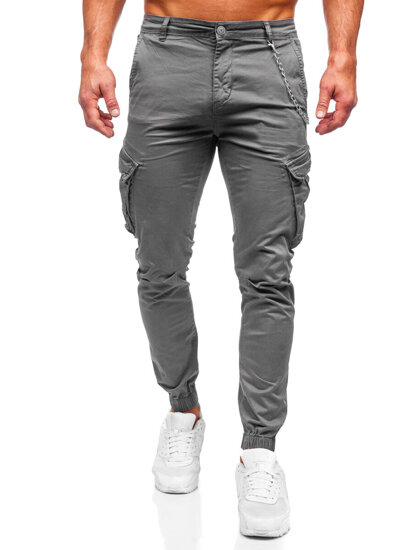 Pantalón jogger de tela cargo para hombre gris Bolf SK850