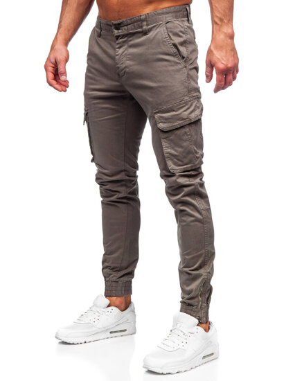 Pantalón jogger de tela cargo para hombre marrón Bolf 77322