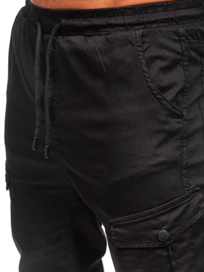 Pantalón jogger de tela cargo para hombre negro Bolf 384